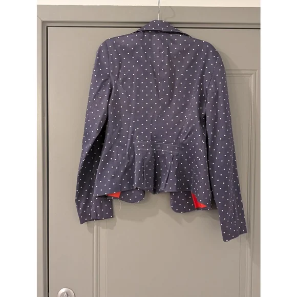 Women's Eclectic Blue White Polka Dot Blazer Size M - Picture 6 of 8
